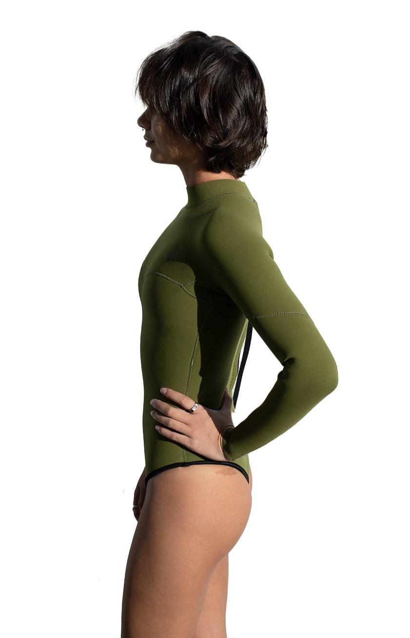 Yamamoto LA Cheeky Back Zip Olive - Jonesea Wetsuits